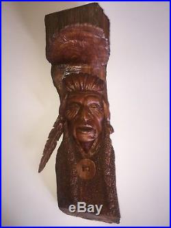 Original Bob Lundy Signed 1986 Carved Wood Indian Art Sculpture ...