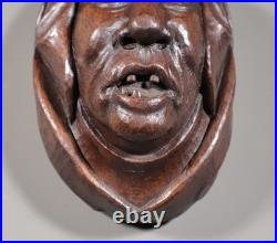 11 Tall Large Vintage Decorative Highly Carved Face/Head in Solid Oak Wood