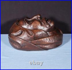 11 Tall Large Vintage Decorative Highly Carved Face/Head in Solid Oak Wood
