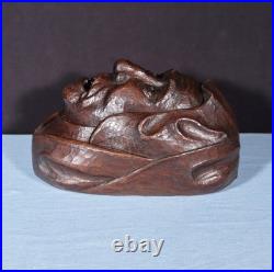 11 Tall Large Vintage Decorative Highly Carved Face/Head in Solid Oak Wood