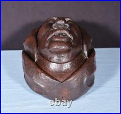11 Tall Large Vintage Decorative Highly Carved Face/Head in Solid Oak Wood