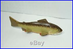 12.5 Brown Trout Fish Spearing Decoy Carving Signed (P), James (JIM) Pullen