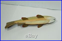 12.5 Brown Trout Fish Spearing Decoy Carving Signed (P), James (JIM) Pullen