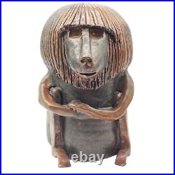 13 MCM Brutalist Glazed Clay Expressionist Sculpture Baboon Figure Monkey