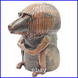 13 MCM Brutalist Glazed Clay Expressionist Sculpture Baboon Figure Monkey