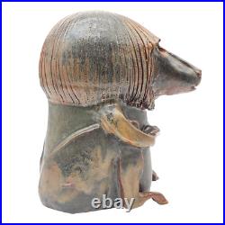 13 MCM Brutalist Glazed Clay Expressionist Sculpture Baboon Figure Monkey