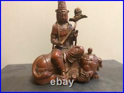 14.0 cm Rare Vintage Japanese Buddhist Statues Wooden Hand Carving Sculpture C6