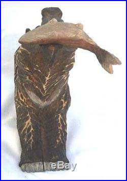 16 Folk Art Native American Vintage Wood Carving Bear Art Sculpture Statue