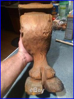 16 Mid Century Witco Era Tiki Wood Carving Purchased in Vietnam During War VTG