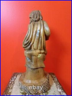 17 Carved Wooden Sculpture Nude Woman c. 1960s ISRAEL Handmade Figural VINTAGE