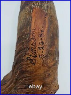 18 VTG'87 Hand Carved Wood Spirit Old Man Face Tree Bark Log Sculpture Signed