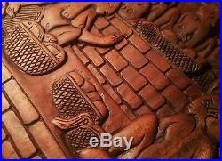 19.5 PALAU STORYBOARD vtg breadfruit tree fish turtle shark tiki wood carving
