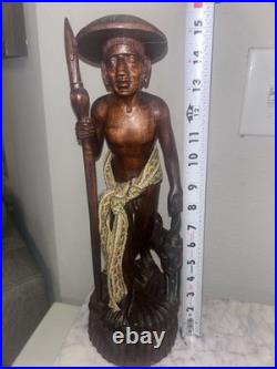 1945 Igorot Tribal Warrior Statues Philippines Vintage Original