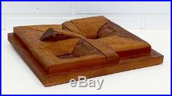1950's Vintage MID-CENTURY MODERN Carved Wood SCULPTURE Plaque BRUTALIST CROSS