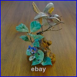 1950s Norman Brumm Sculpture Brown Song Sparrow with BUTTERFLY & Violets (VTG)