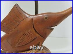 1950s Vintage Carved Marlin Swordfish Wood Sculpture Hawaii Fish lamp MCM Tiki