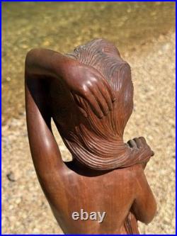 1960s Vintage Nude Asian Women Hand Carved DENSE Wood Sculpture- Farm Auction