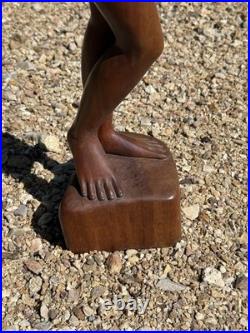 1960s Vintage Nude Asian Women Hand Carved DENSE Wood Sculpture- Farm Auction