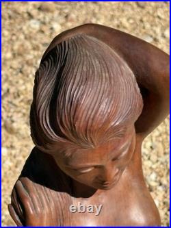 1960s Vintage Nude Asian Women Hand Carved DENSE Wood Sculpture- Farm Auction