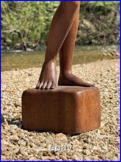 1960s Vintage Nude Asian Women Hand Carved DENSE Wood Sculpture- Farm Auction