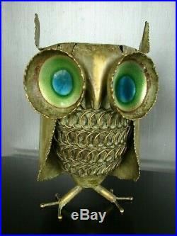 1968 vintage Mid Century Curtis Jere Owl Bird Metal Sculpture signed