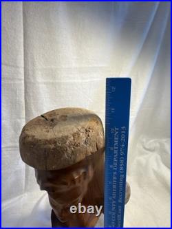 1970's Vintage Mid-Century Wood Carving Hawaii Islander Woman Face Hand Carved