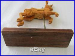 1986 Vintage Guyot Signed Rabbit Wood Carving Carousel Style Sculpture Bunny