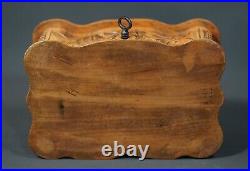 19c Antique Wooden Wood Carving Black Forest Jewelry Box Casket Acorn Motif Lid