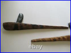 2 Antique Vintage War Club Native American Indian Tribal Stone Carving Tool Old