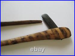 2 Antique Vintage War Club Native American Indian Tribal Stone Carving Tool Old