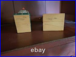 2 Vintage 1996 Signed G. VOYZEY Hand Carved Chicken/Rooster Folk Art Pieces