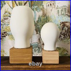 2 Vintage Ab Majid Cycladic Head Sculpture Ceramic Wood Bust Swedish Ikea Modern