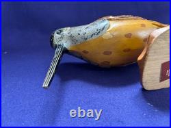 2 Vintage American Folkart Bird Carving Signed Carl Forslund Woodcock Shorebird