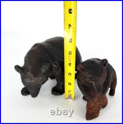 2 Vintage Bear Wood Carving Hand Carving Sculpture Bear Figurine Bear Cub