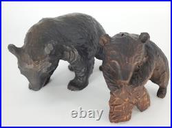 2 Vintage Bear Wood Carving Hand Carving Sculpture Bear Figurine Bear Cub