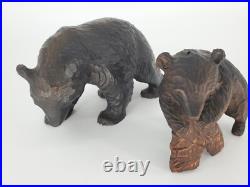 2 Vintage Bear Wood Carving Hand Carving Sculpture Bear Figurine Bear Cub