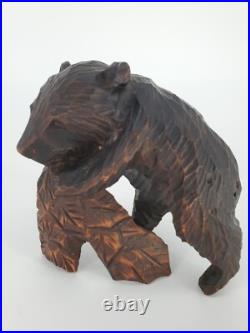 2 Vintage Bear Wood Carving Hand Carving Sculpture Bear Figurine Bear Cub
