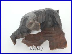 2 Vintage Bear Wood Carving Hand Carving Sculpture Bear Figurine Bear Cub