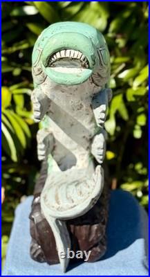 21 Vintage Carved Wood Lucky Koi Fish Statue 18 Lb Large Tropical Sculpture