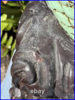 21 Vintage Carved Wood Lucky Koi Fish Statue 18 Lb Large Tropical Sculpture