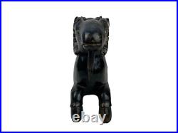 23 Vintage Solid Carved Wood Double Ram Two Head Art Sculpture Egyptian Revival