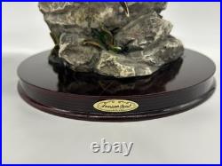 23x10 Vintage American Spirit Bald Eagle Spread Winged Sculpture Wood Base