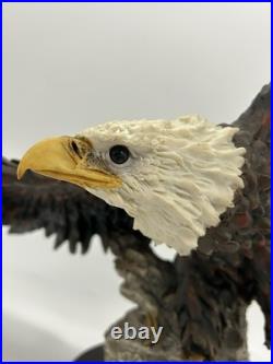 23x10 Vintage American Spirit Bald Eagle Spread Winged Sculpture Wood Base