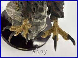 23x10 Vintage American Spirit Bald Eagle Spread Winged Sculpture Wood Base