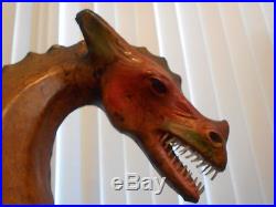 28in Tall Vintage Leather Covered Dragon Sculpture Wood & Steel Structure UNIQUE
