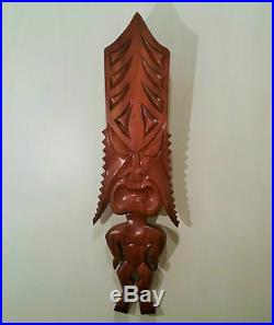 2ft'50s KOA vtg hawaiian tiki bar wood carving tribal big island prison mcm art