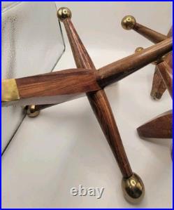 3 Large Mid Century Modern Oversized Wood Brass Jack Vintage Toy Sculpture Decor