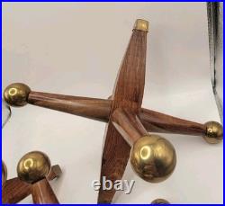 3 Large Mid Century Modern Oversized Wood Brass Jack Vintage Toy Sculpture Decor