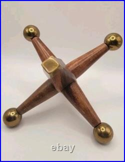 3 Large Mid Century Modern Oversized Wood Brass Jack Vintage Toy Sculpture Decor