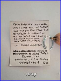 3 Nancy Tuttle Butt Head Hand Carving Collectible Vintage 1992 Keychains withtags